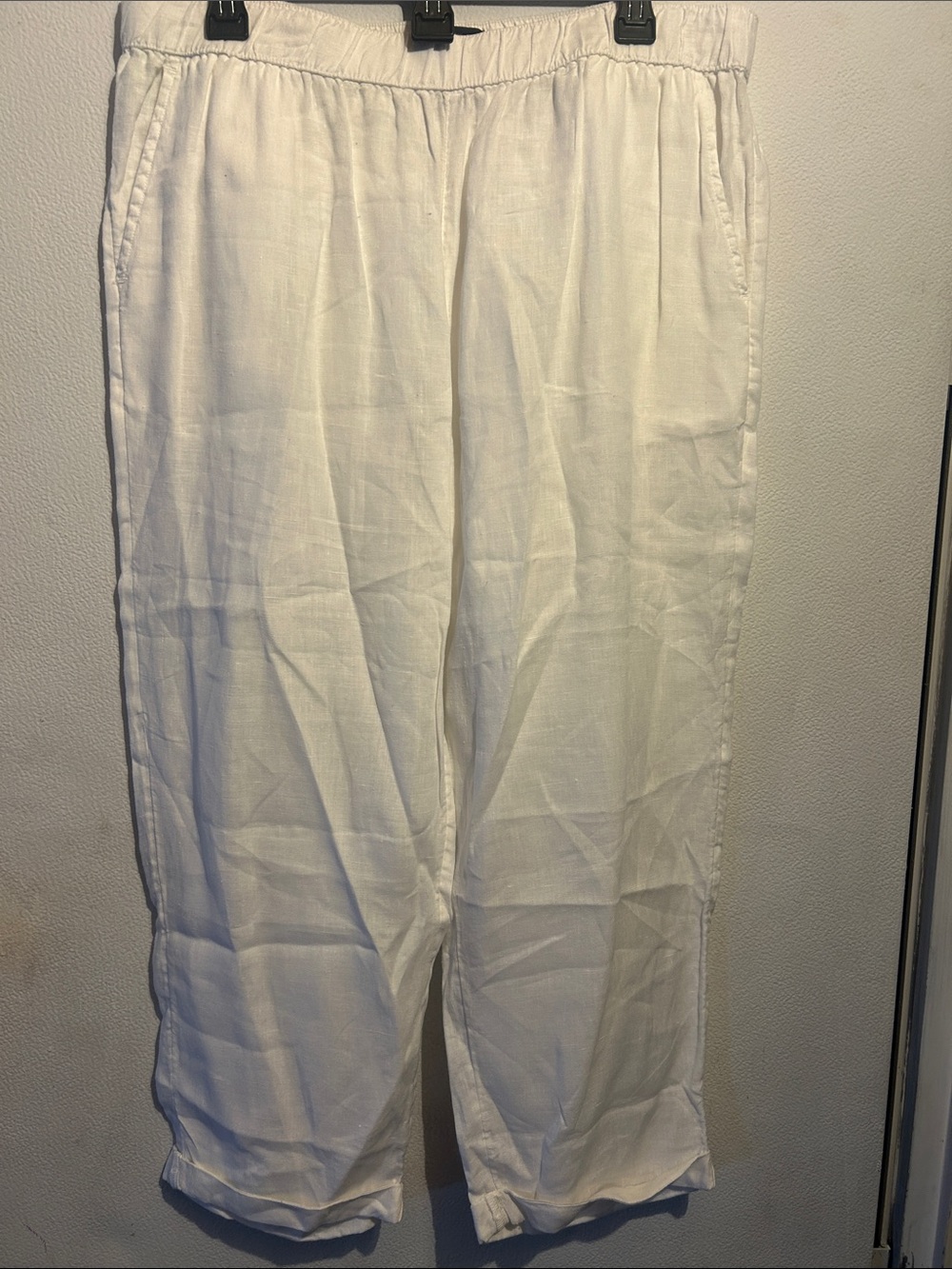 Rachel Roy White Lightweight Linen-Blend Drawstring Chinos